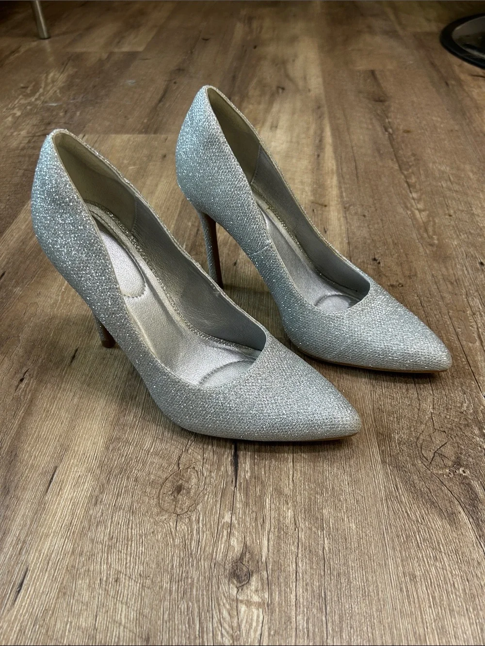 Women's Glitter Pointed-Toe Stiletto Heels - Silver